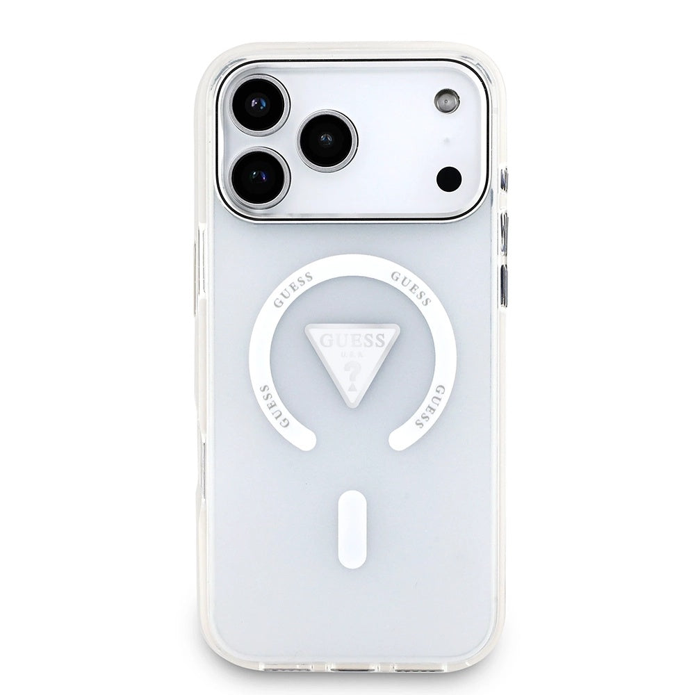 MagSafe Case for Apple iPhone 17 Pro Max, Guess, IML Gradient Triangle Logo, Transparent
