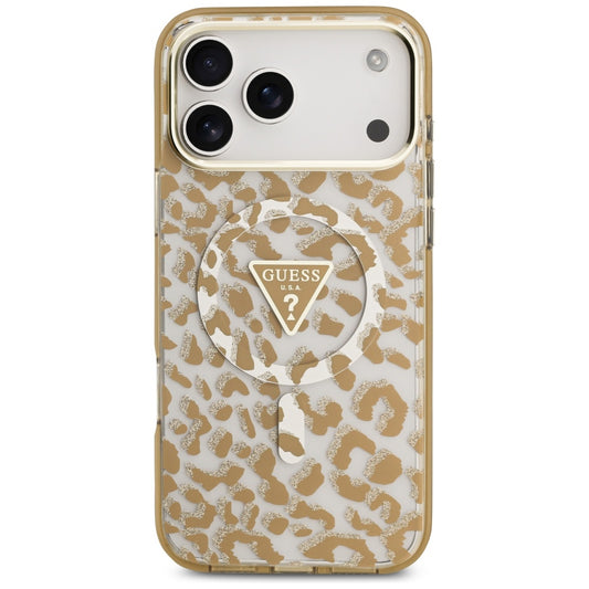 MagSafe Case for Apple iPhone 17 Pro Max, Guess, Leopard Glitter, Brown