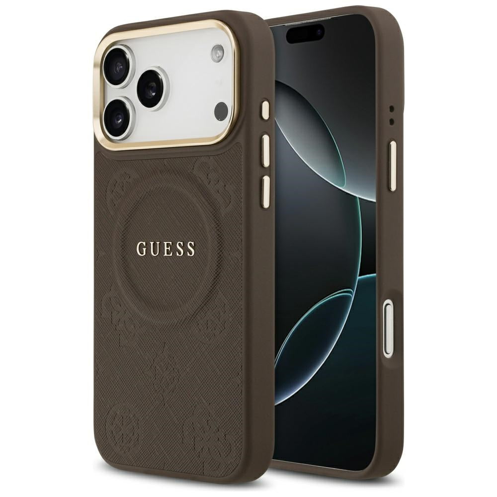 MagSafe Case for Apple iPhone 17 Pro Max, Guess, Peony Hot Stamp, Brown