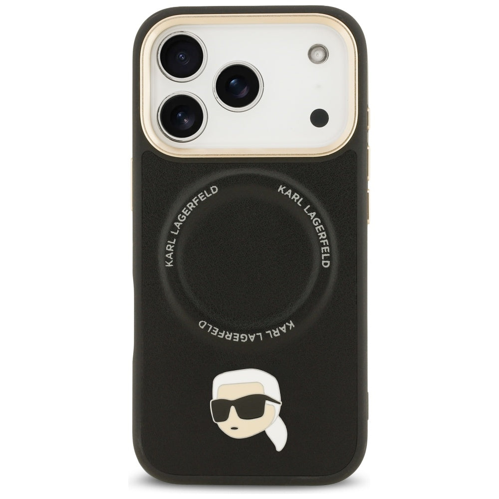 MagSafe Case for Apple iPhone 17 Pro Max, Karl Lagerfeld, Big Strap Karl Metal Logo, Black