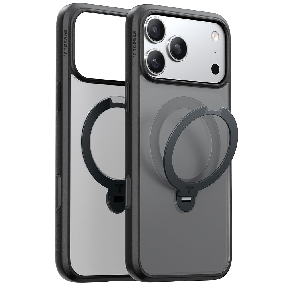 MagSafe Case for Apple iPhone 17 Pro, Torras, Ostand Spin, Black