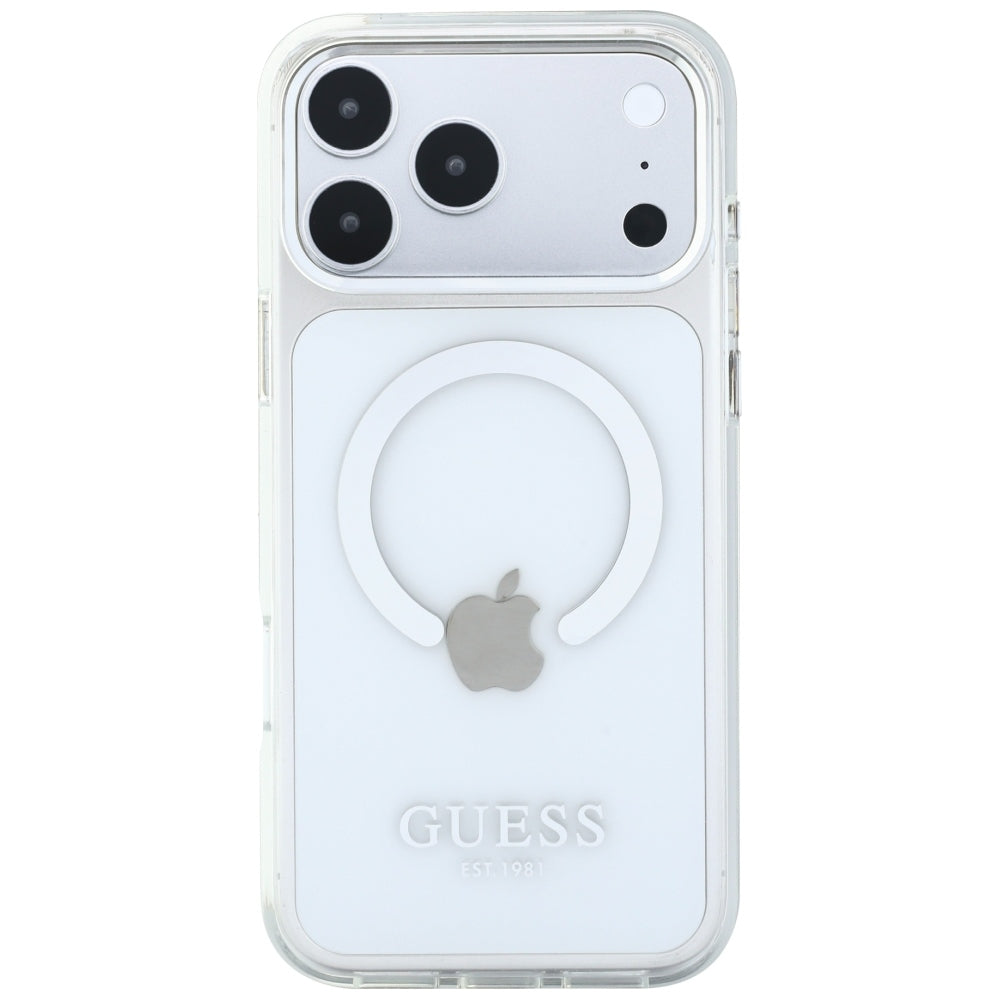MagSafe Case for Apple iPhone 18 Pro Max / 17 Pro Max, Guess, Metal Outline, Silver