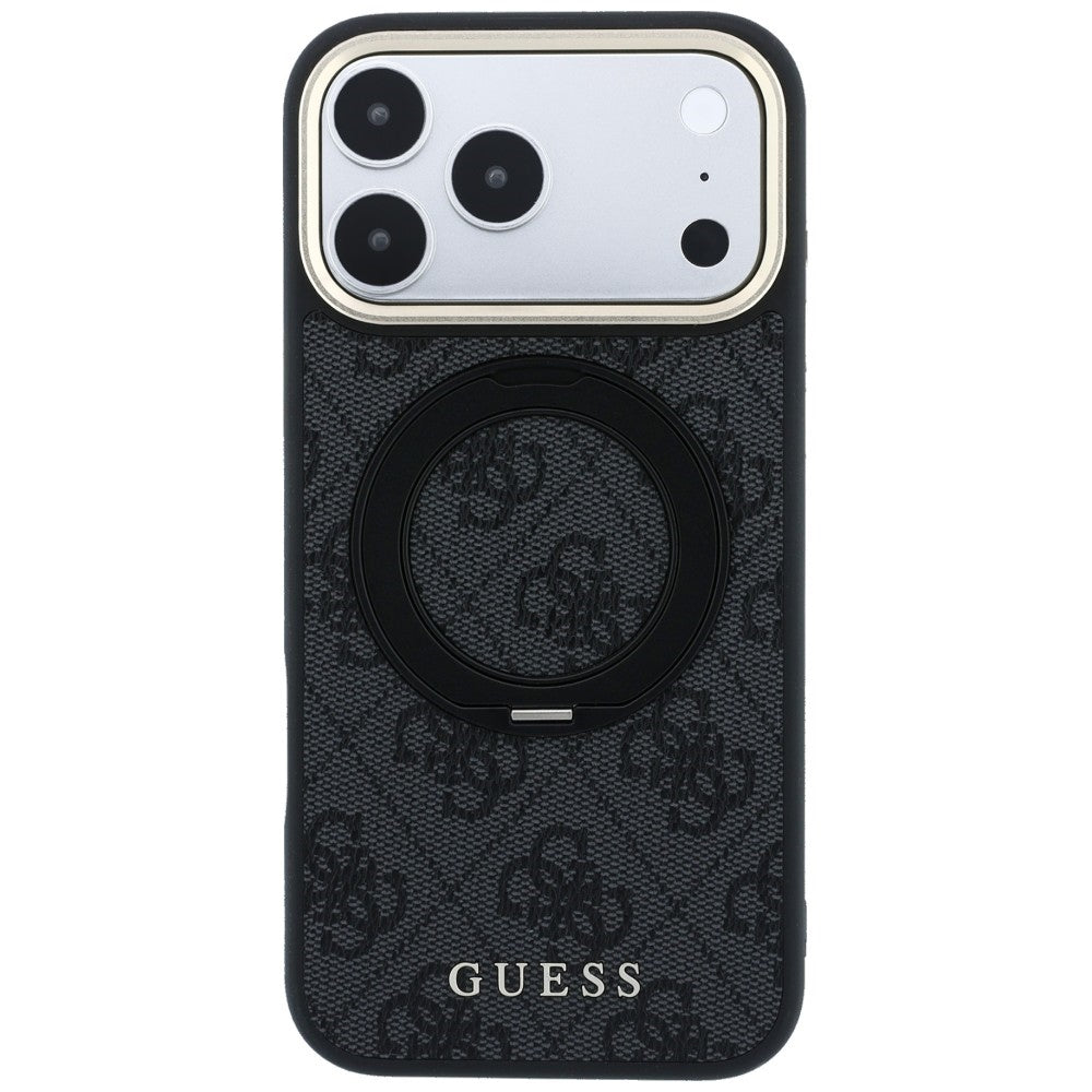 MagSafe Case for Apple iPhone 18 Pro Max / 17 Pro Max, Guess, Ring Stand Classic Logo, Black
