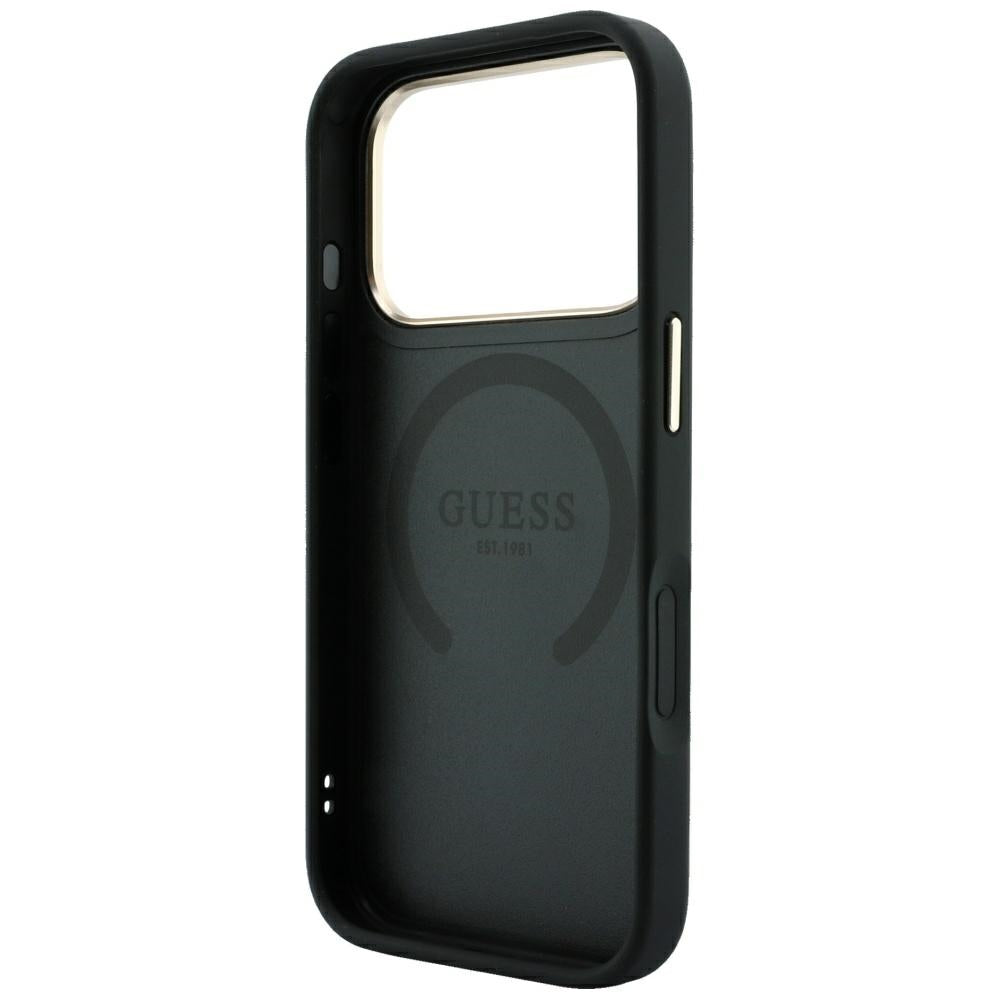 MagSafe Case for Apple iPhone 18 Pro Max / 17 Pro Max, Guess, Saffiano Peony Ring, Black
