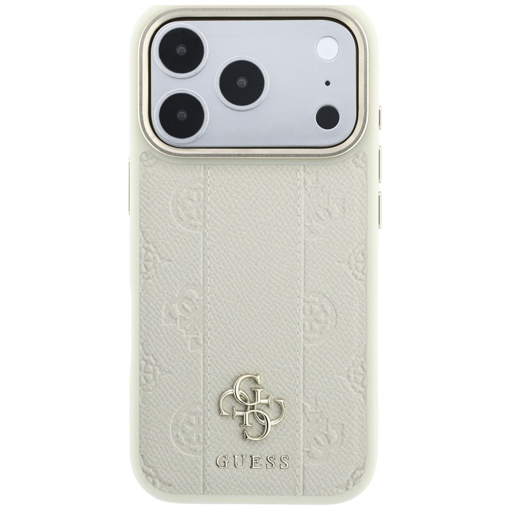 MagSafe Case for Apple iPhone 18 Pro Max / 17 Pro Max, Guess, Stripe Peony 4G, Beige