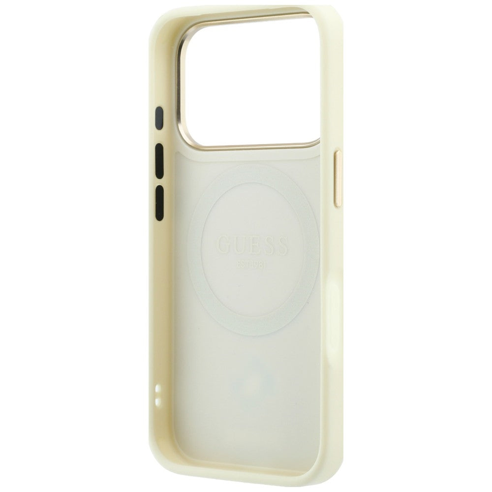 MagSafe Case for Apple iPhone 18 Pro Max / 17 Pro Max, Guess, Stripe Peony 4G, Beige