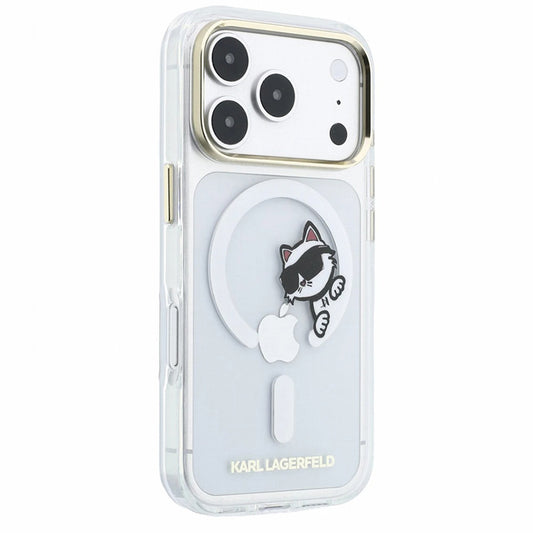 MagSafe Case for Apple iPhone 18 Pro Max / 17 Pro Max, Karl Lagerfeld, IML Peekaboo Print and Metal Frame, Transparent