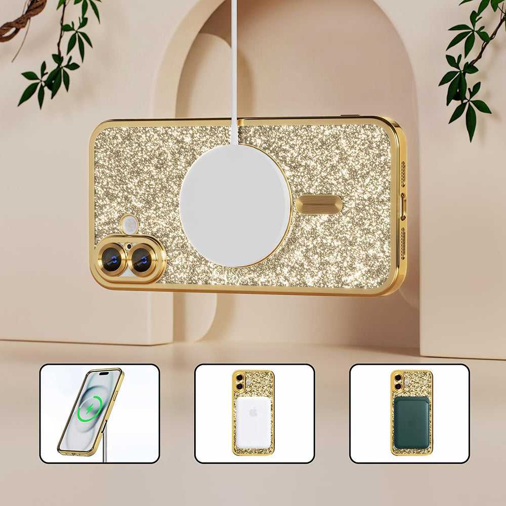 MagSafe Case for Samsung Galaxy A27 5G, Techsuit, Luxury Glitter, Rose Gold