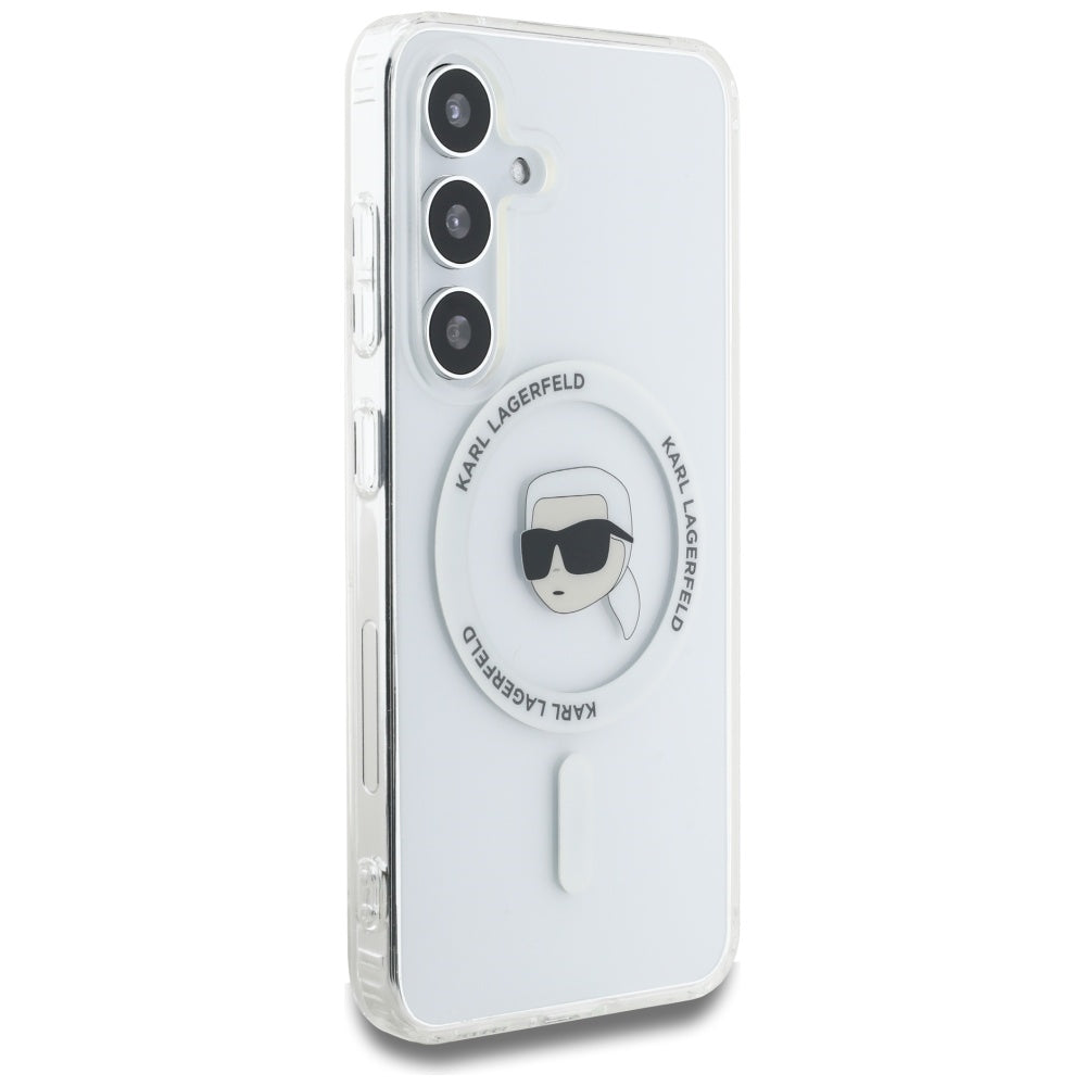MagSafe Case for Samsung Galaxy S25 S931, Karl Lagerfeld, IML Karl's Head, White