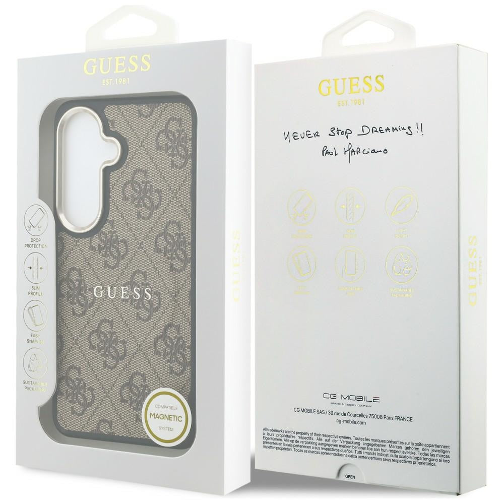 MagSafe Case for Samsung Galaxy S26 Plus S947, Guess, 4G Embossed Ring, Brown