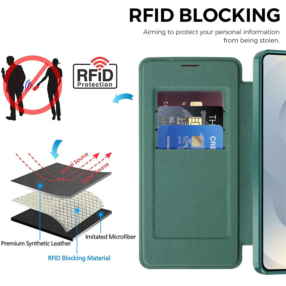 MagSafe Case for Samsung Galaxy S26, Techsuit, SmartMag Book, Green