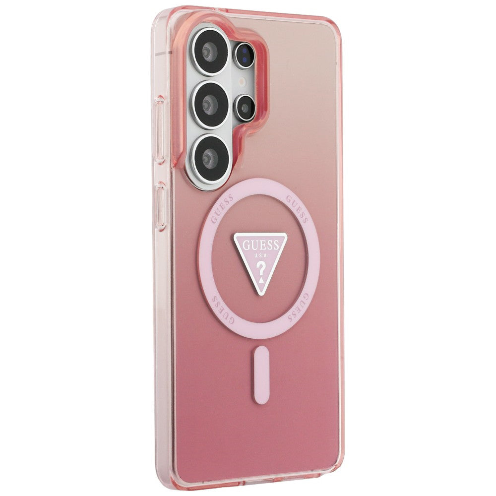 MagSafe Case for Samsung Galaxy S26 Ultra S948, Guess, IML Gradient Triangle Logo, Pink