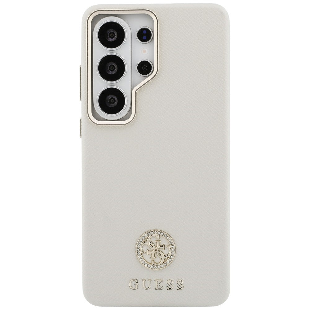 MagSafe Case for Samsung Galaxy S26 Ultra S948, Guess, Rhinestone Round Logo, Beige