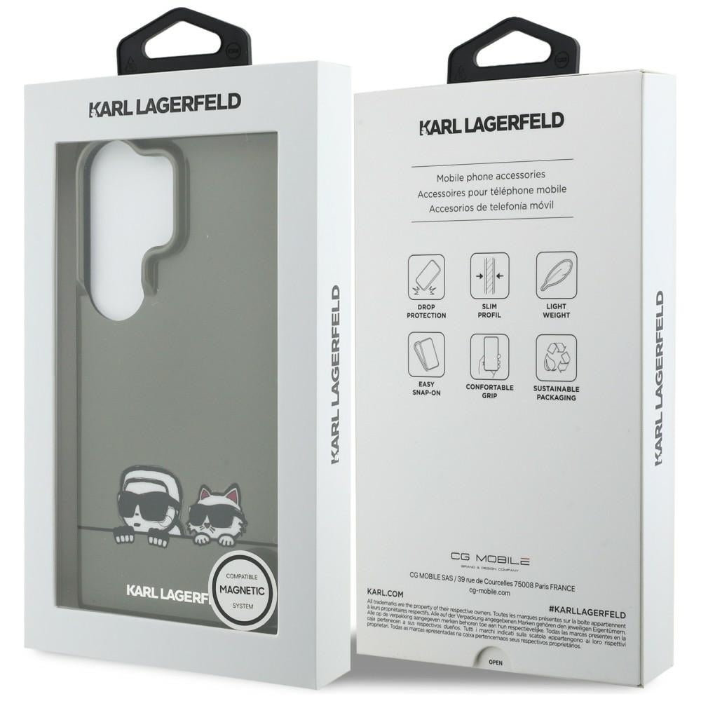 MagSafe Case for Samsung Galaxy S26 Ultra S948, Karl Lagerfeld, IML Karl & Choupette Peekaboo Logo, Black