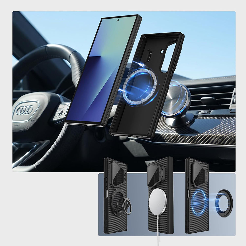 MagSafe Case for Samsung Galaxy Z Fold8 Ultra F976, Nillkin, CamShield Pro with Transparent Black Lens Cover and S-Pen Holder, Black