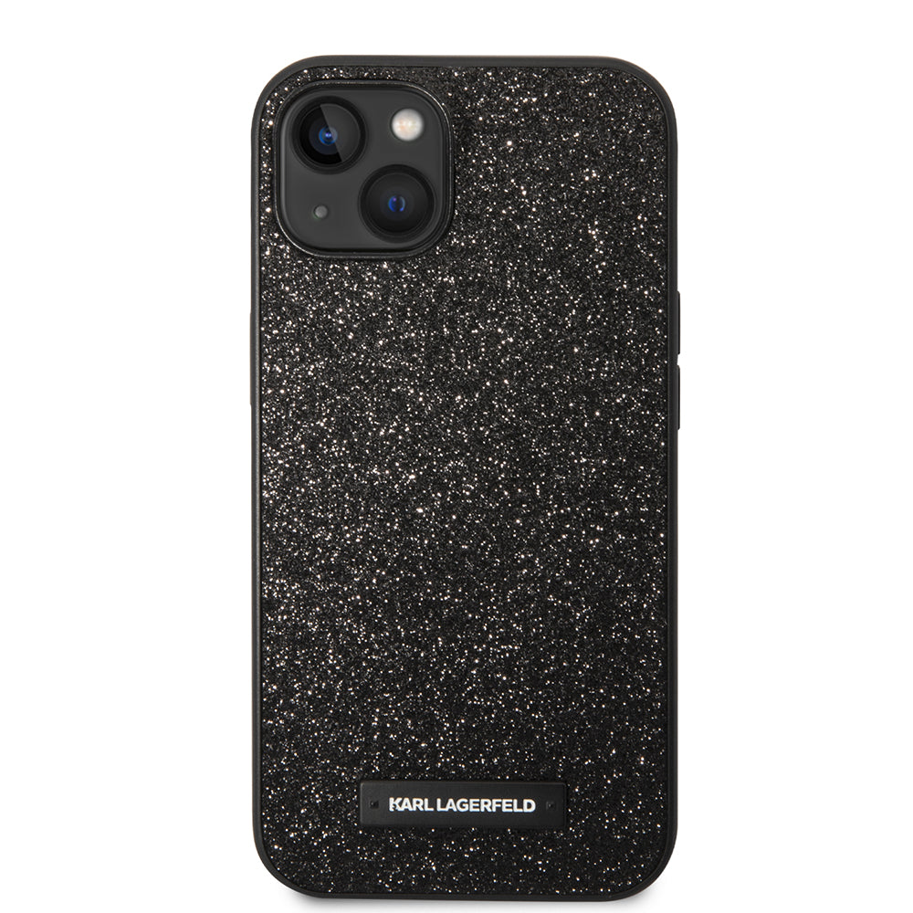 Case for Apple iPhone 14 Plus, Karl Lagerfeld, Glitter Plaque Logo, Black