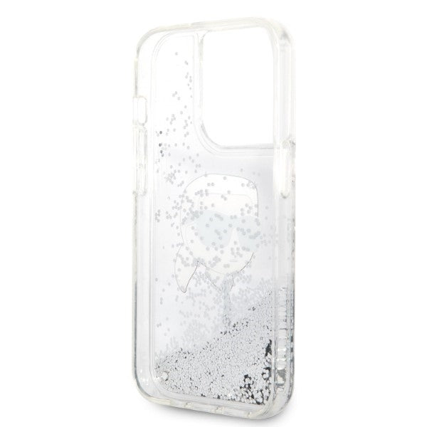 Case for Apple iPhone 14 Pro, Karl Lagerfeld, Glitter Karl's Head, Silver