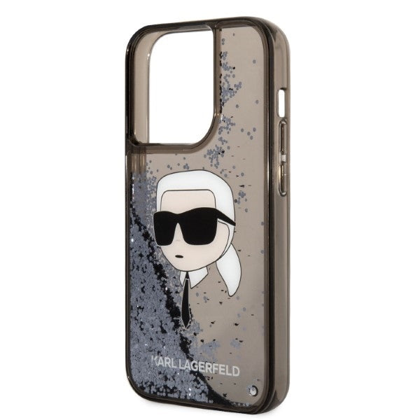 Case for Apple iPhone 14 Pro, Karl Lagerfeld, Glitter Karl's Head, Black