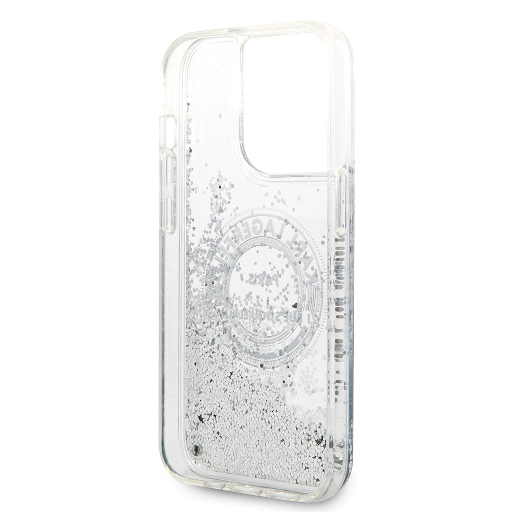 Case for Apple iPhone 14 Pro, Karl Lagerfeld, Liquid Glitter RSG, Silver