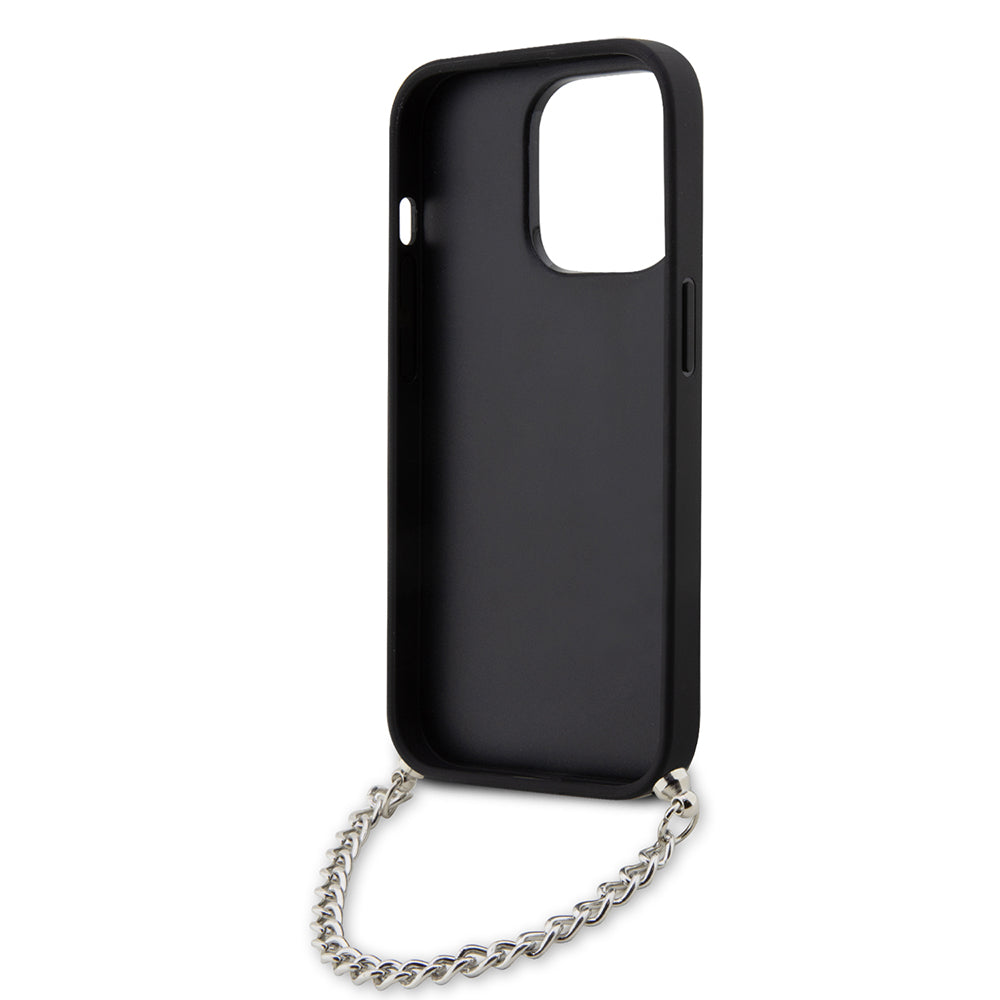 Case for Apple iPhone 14 Pro, Karl Lagerfeld, Saffiano Monogram Chain, Black