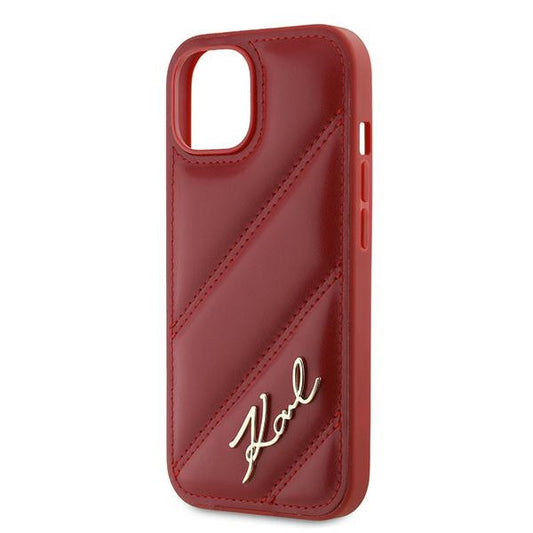 Case for Apple iPhone 15, Karl Lagerfeld, Diagonal Quilted Script, Rosie
