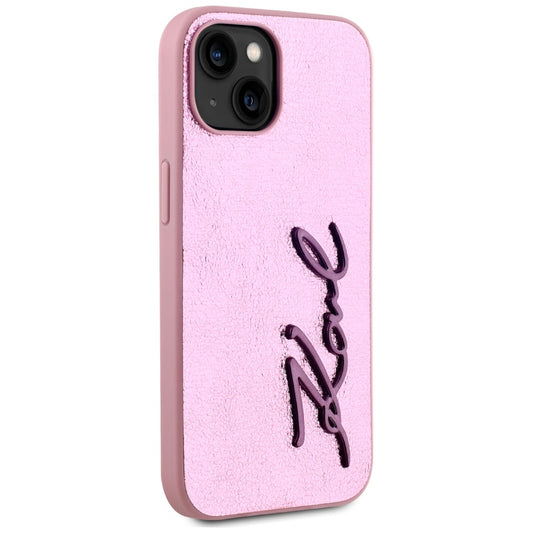 Case for Apple iPhone 15, Karl Lagerfeld, Metal Signature, Pink