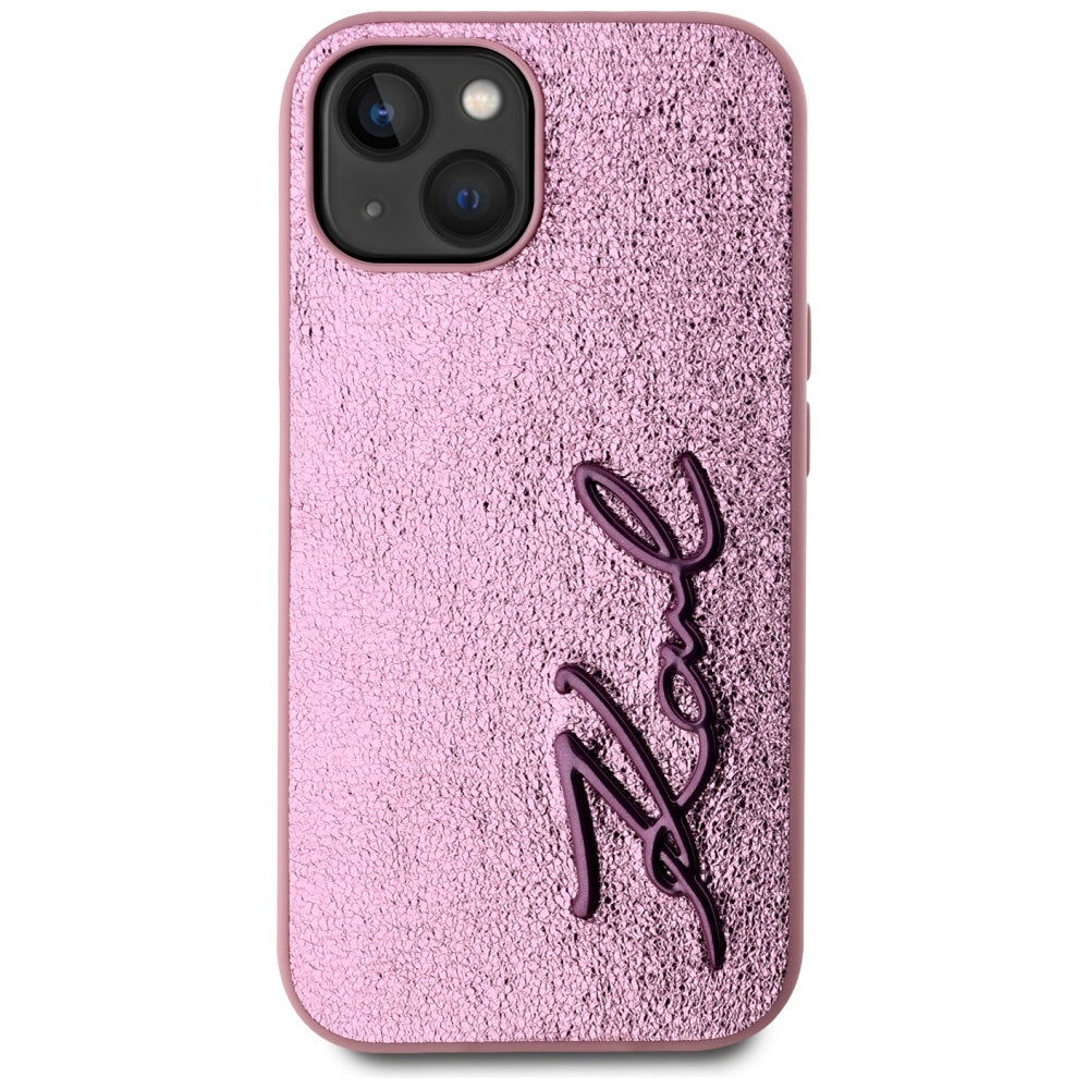 Case for Apple iPhone 15, Karl Lagerfeld, Metal Signature, Pink