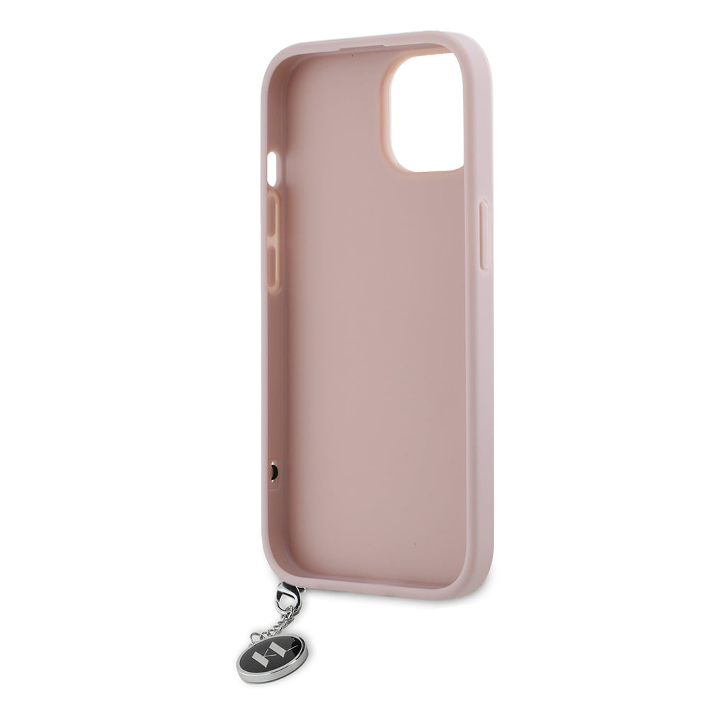 Case for Apple iPhone 15, Karl Lagerfeld, Saffiano Rhinestones & Charm, Pink