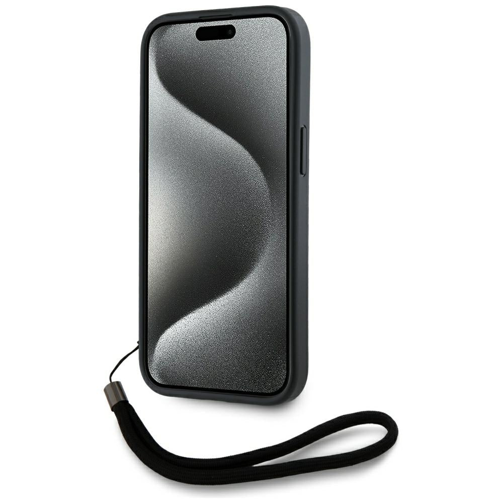 Case for Apple iPhone 15 Pro, Karl Lagerfeld, Saffiano Athleisure Stripes with Strap, Pink