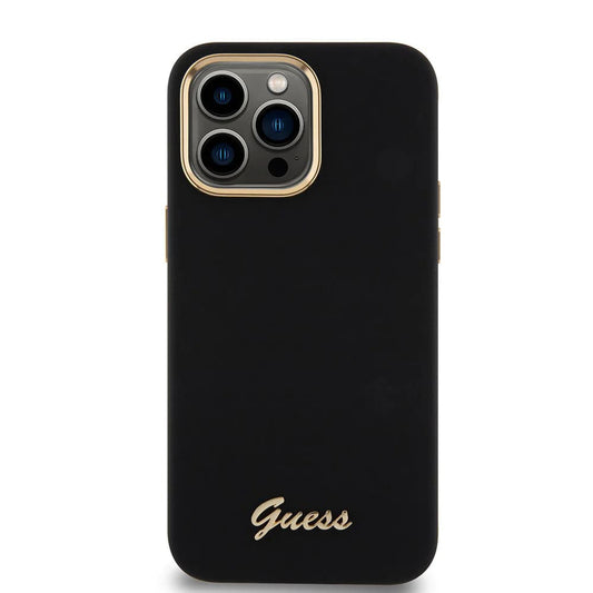 Case for Apple iPhone 15 Pro Max, Guess, Script Metal Logo & Frame, Black