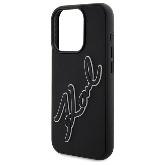 Case for Apple iPhone 15 Pro Max, Karl Lagerfeld, 3D Rubber Signature, Black