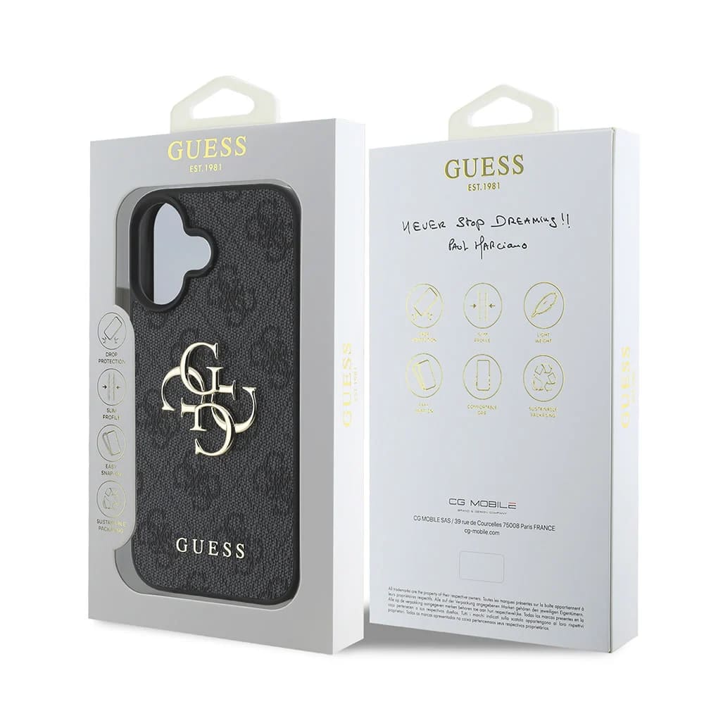 Case for Apple iPhone 16, Guess, 4G Big Logo, Black