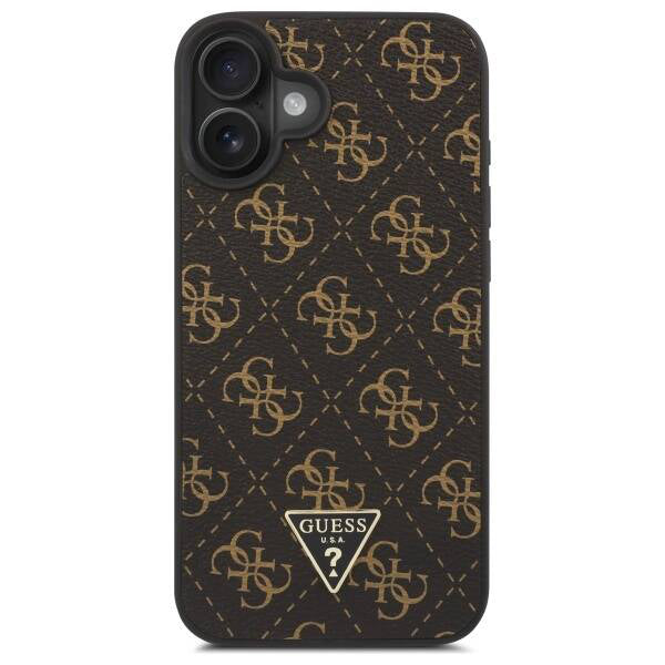 Case for Apple iPhone 16, Guess, 4G Triangle Logo, Black