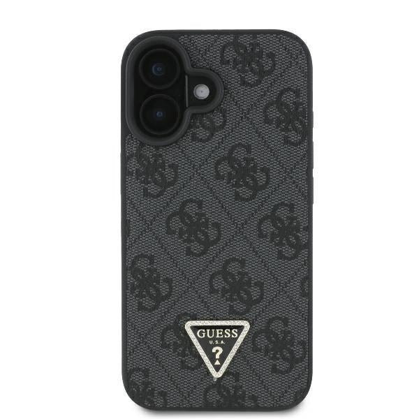 Case for Apple iPhone 16, Guess, Crossbody 4G Triangle Strass, Black