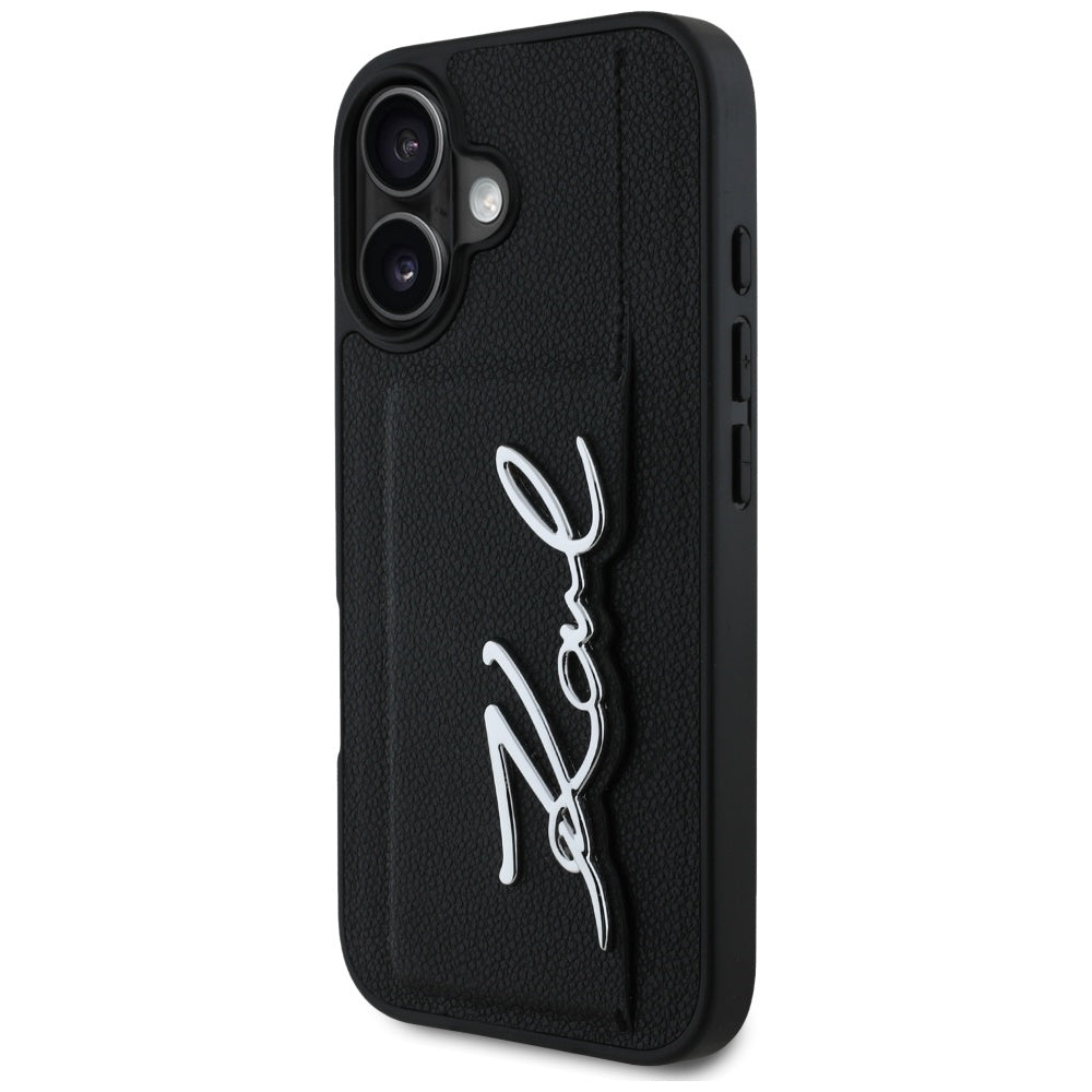 Case for Apple iPhone 16, Karl Lagerfeld, Metal Signature, Black