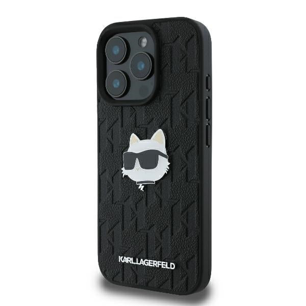 Case for Apple iPhone 16 Pro Max, Karl Lagerfeld, Monogram Choupette's Head, Black
