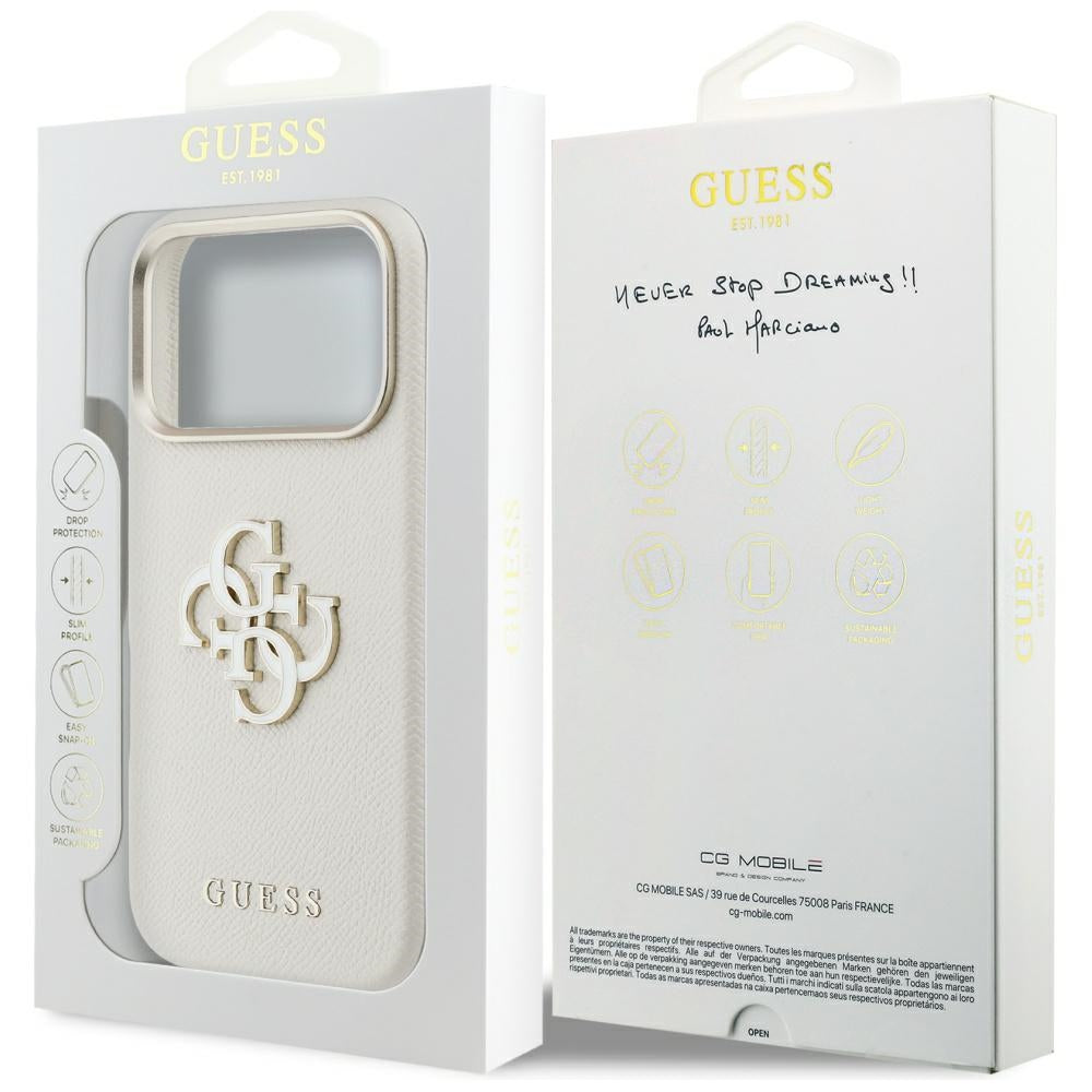 Case for Apple iPhone 17 Pro Max, Guess, Resin Logo, Beige