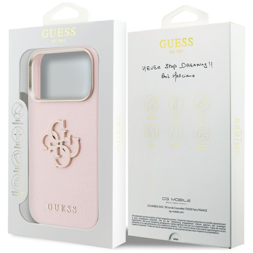 Case for Apple iPhone 17 Pro Max, Guess, Resin Logo, Pink