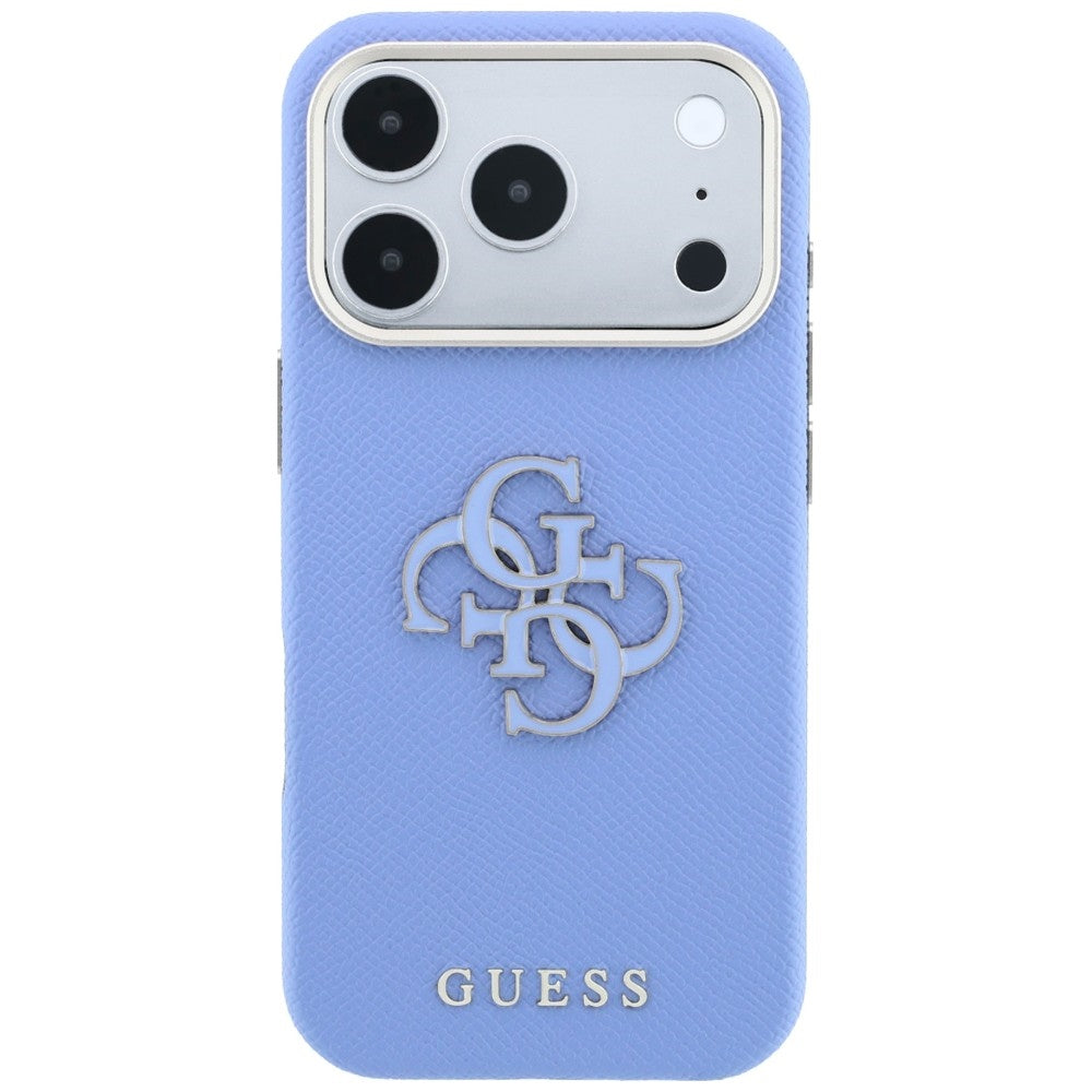 Case for Apple iPhone 18 Pro Max / 17 Pro Max, Guess, Grained Big Resin Logo, Blue