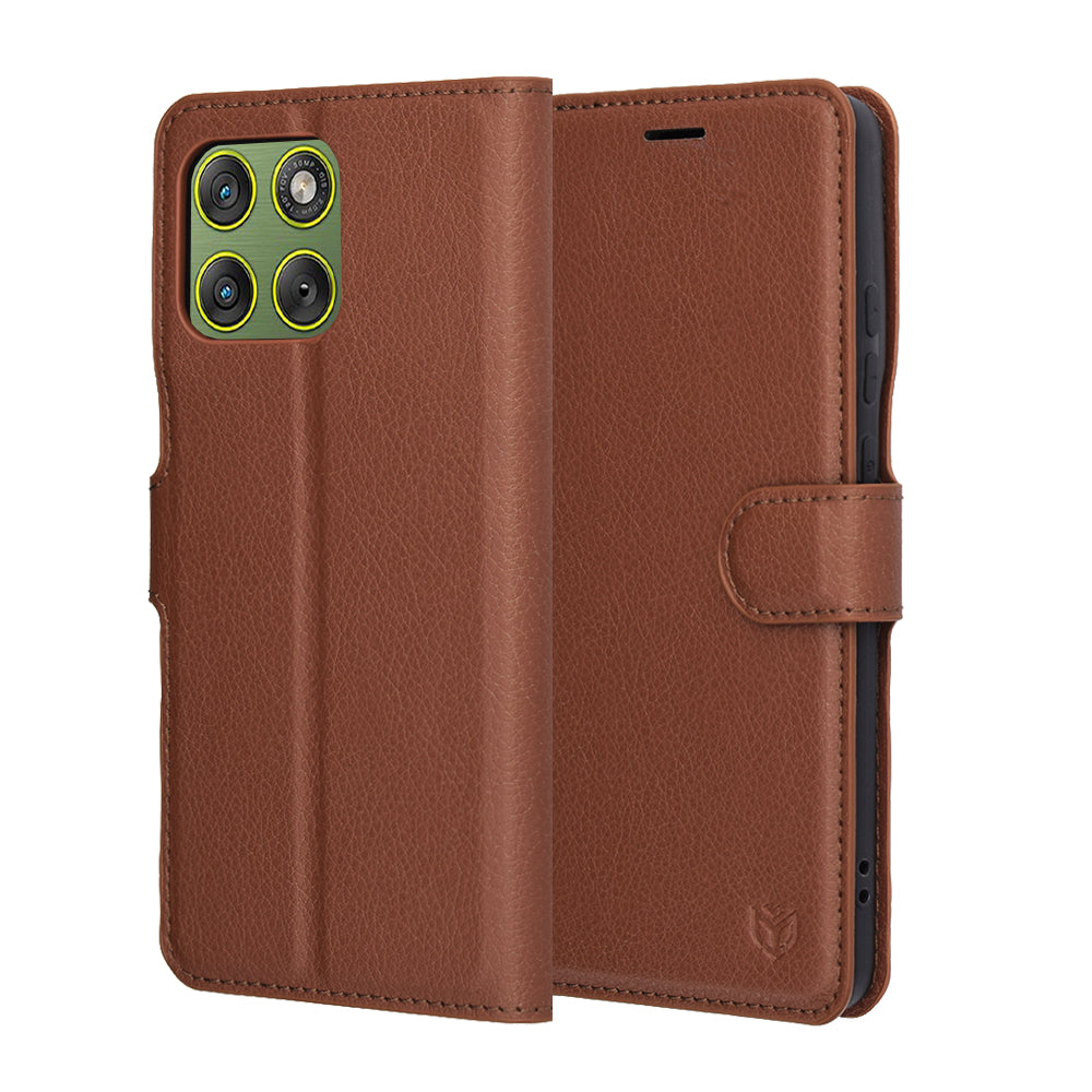 Case for Motorola Edge 70, Techsuit, Leather Folio, Brown