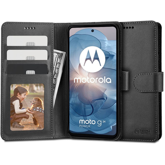 Case for Motorola Moto Moto G24 Power / G04 / G24 / E14, Tech-Protect, Wallet, Black