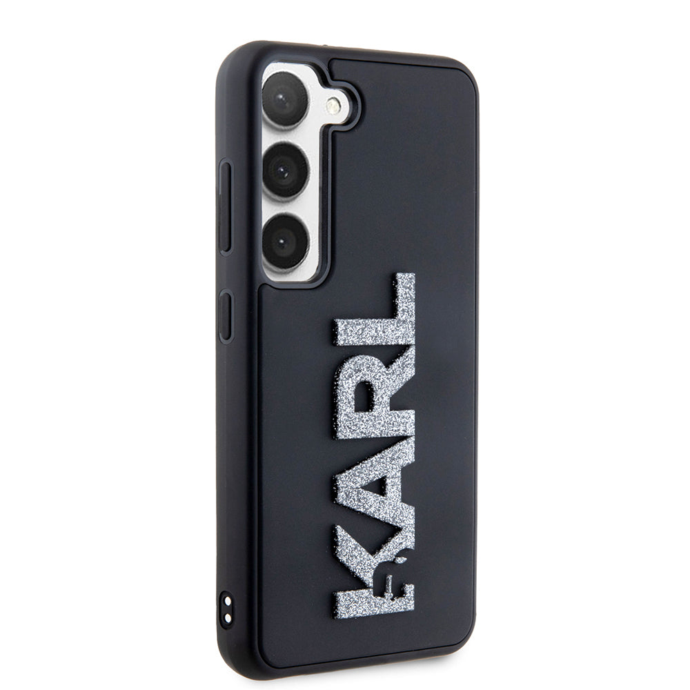 Case for Samsung Galaxy S23 S911, Karl Lagerfeld, 3D Rubber Glitter Logo, Black