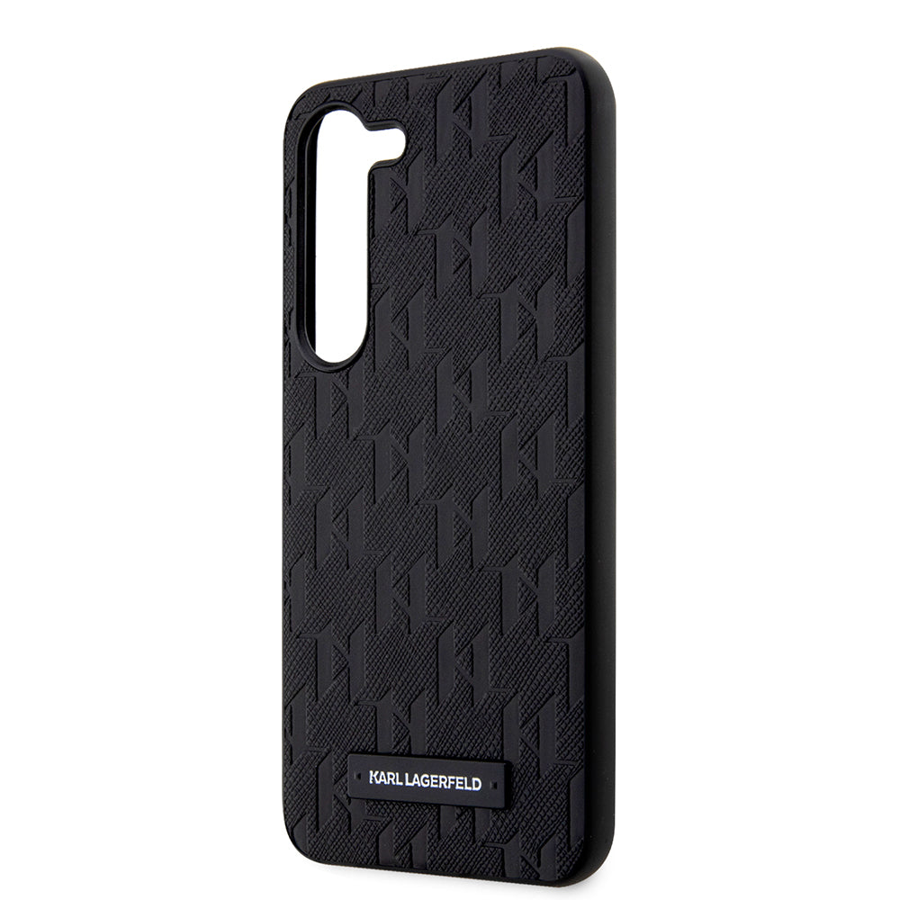 Case for Samsung Galaxy S23 S911, Karl Lagerfeld, Saffiano Monogram Metal Logo, Black