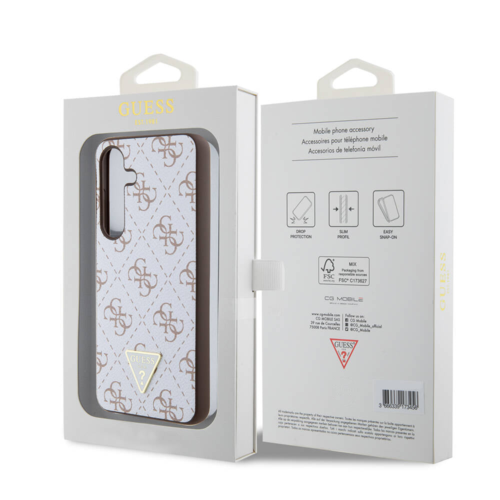 Case for Samsung Galaxy S24+ S926, Guess, 4G Triangle Logo, White