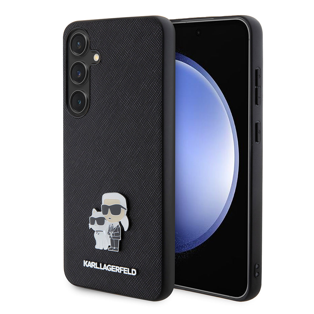 Case for Samsung Galaxy S24+ S926, Karl Lagerfeld, Saffiano Karl & Choupette Metal, Black
