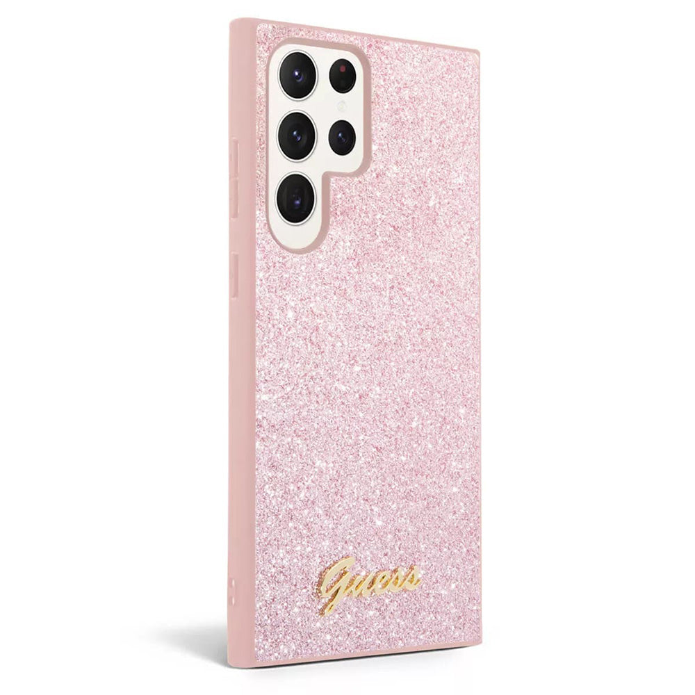 Case for Samsung Galaxy S24 Ultra S928, Guess, Glitter Script, Pink