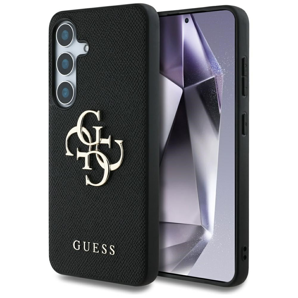 Case for Samsung Galaxy S25+ S936, Guess, 4G Grained Big and Classic Logo, Black