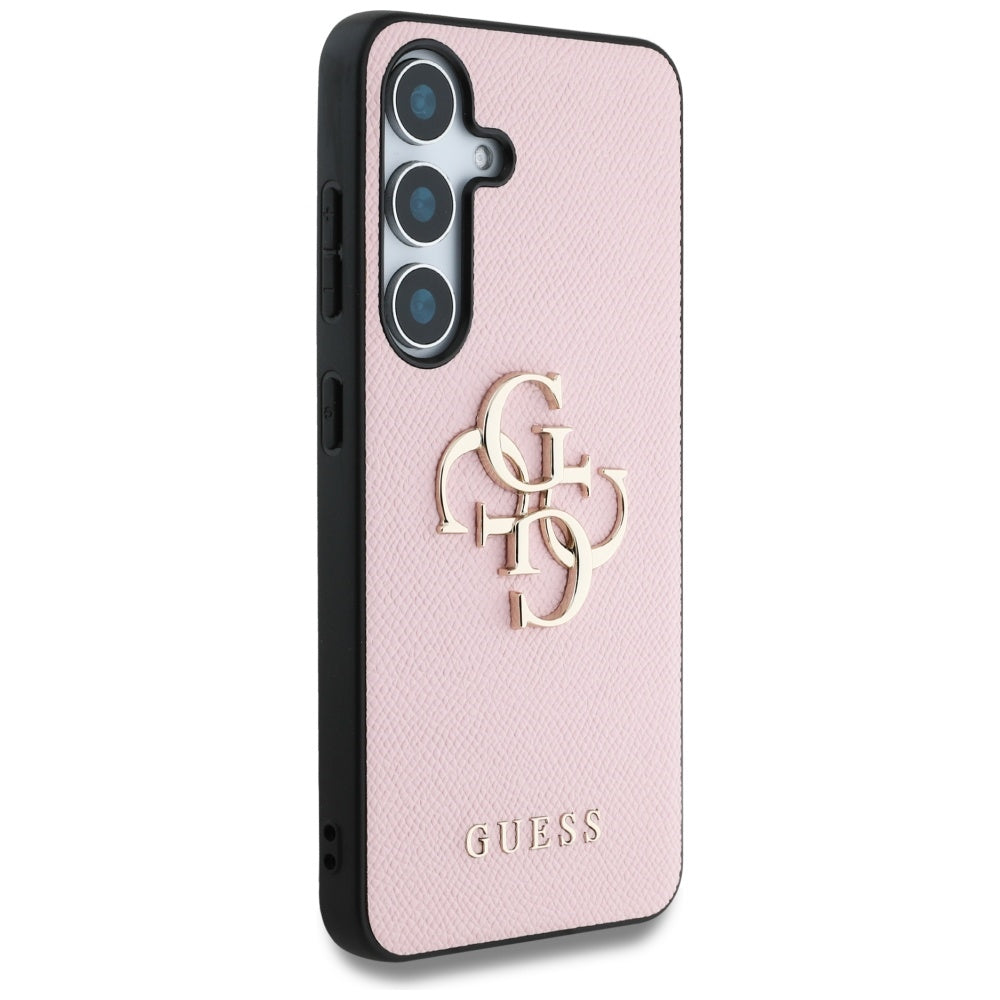 Case for Samsung Galaxy S25+ S936, Guess, 4G Grained Big and Classic Logo, Pink