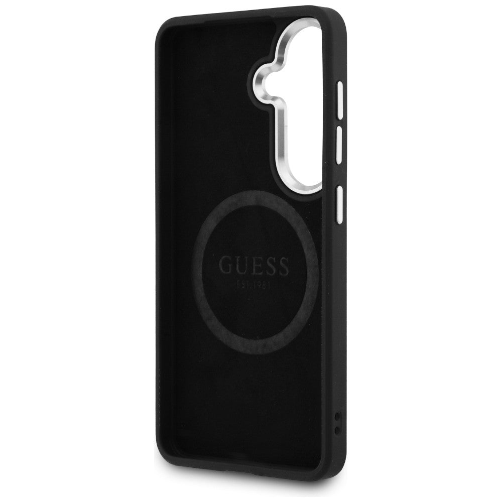 Case for Samsung Galaxy S26 S942, Guess, Fixed Glitter Triangle Logo, Black