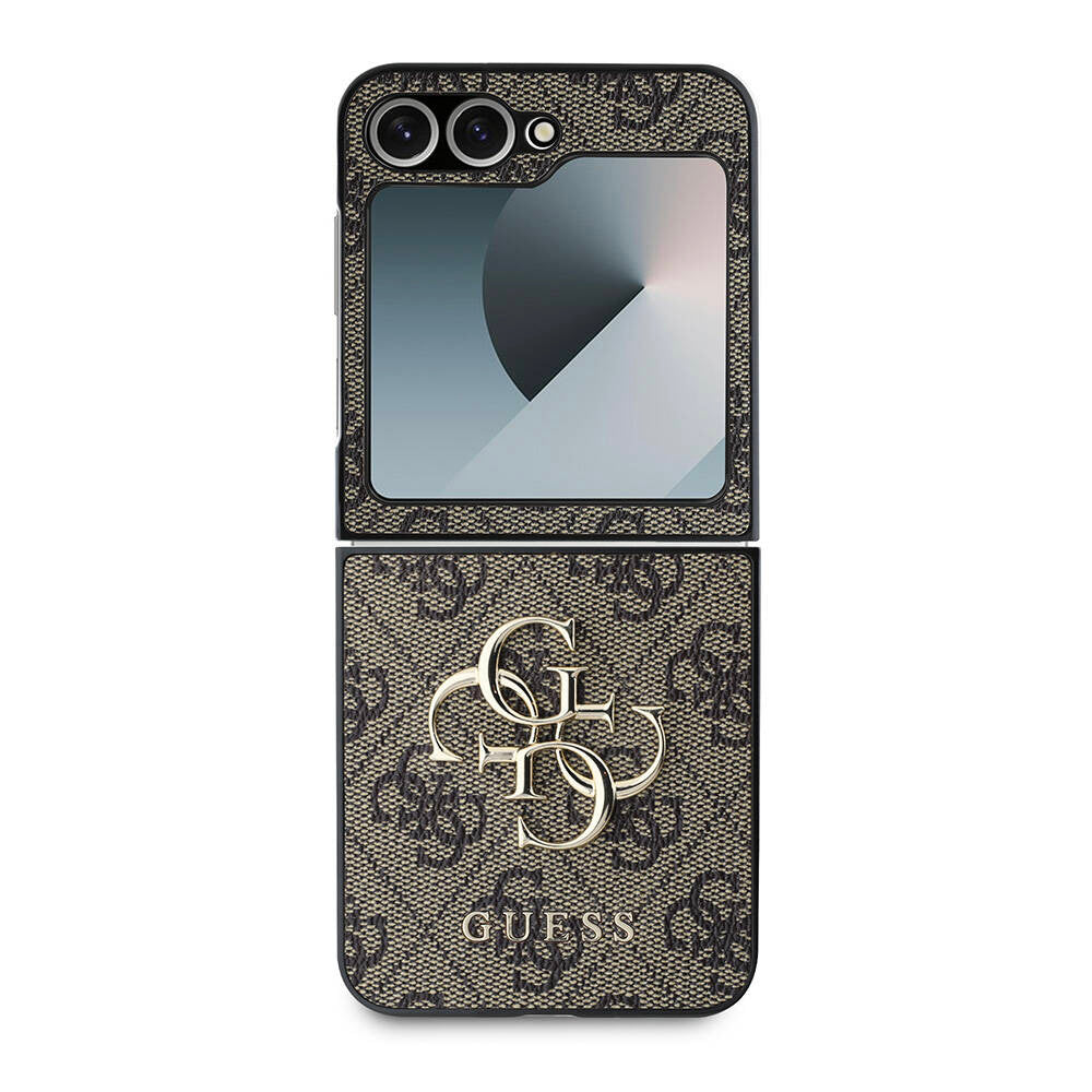 Case for Samsung Galaxy Z Flip7 FE F761 / Z Flip6 F741, Guess, 4G Metal Logo, Brown
